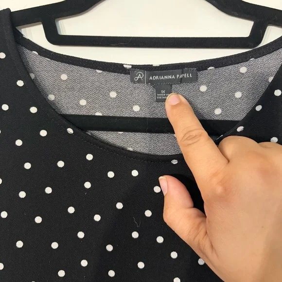 Adrianna Papell Black and White Polka Dot Blouse - Picture 3 of 3